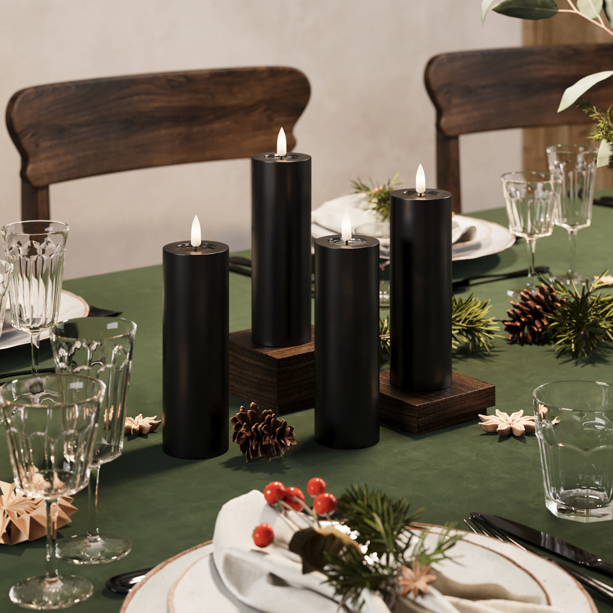 LED Blocklight Ø 5 x 15 cm Sort - 4 stk