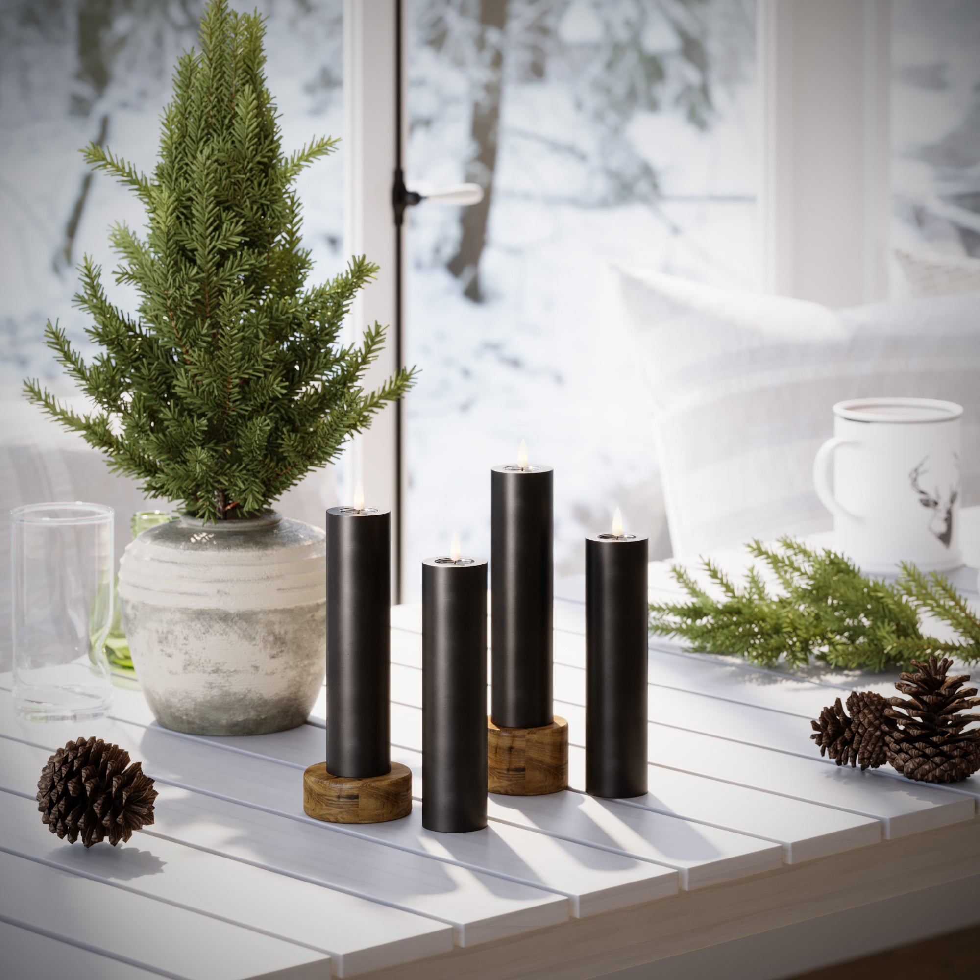 Φώτα μπλοκ LED Ø 5 x 20 cm Μαύρο - 4 τεμ.