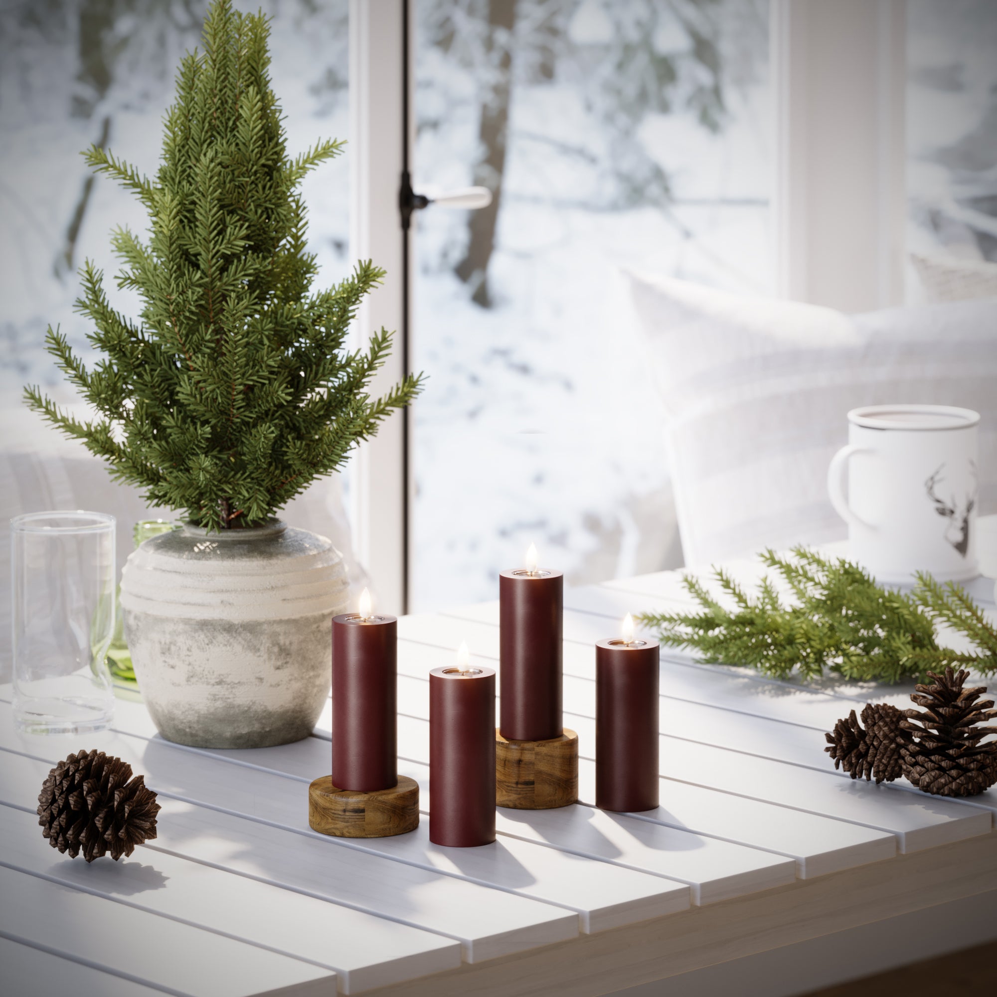 LED -ploki tuled Ø 5 x 12,5 cm Burgundia - 4 tk