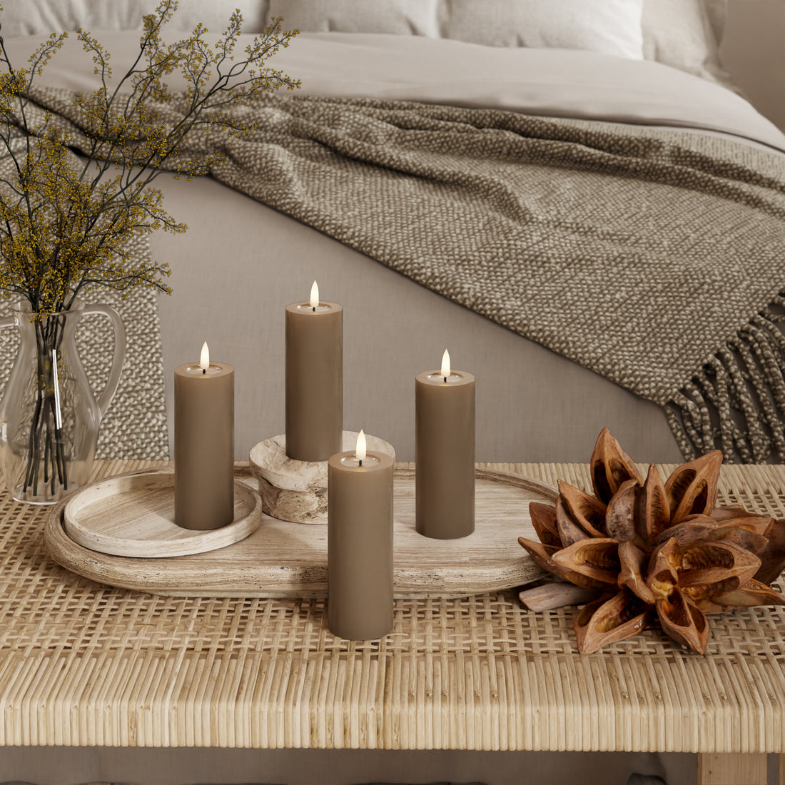 LED Blocklight Ø 5 x 12,5 cm Karamell - 4 stk