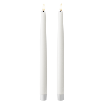 LED Kronelys 2 stk, Ø 2,2 x 29 cm Hvit