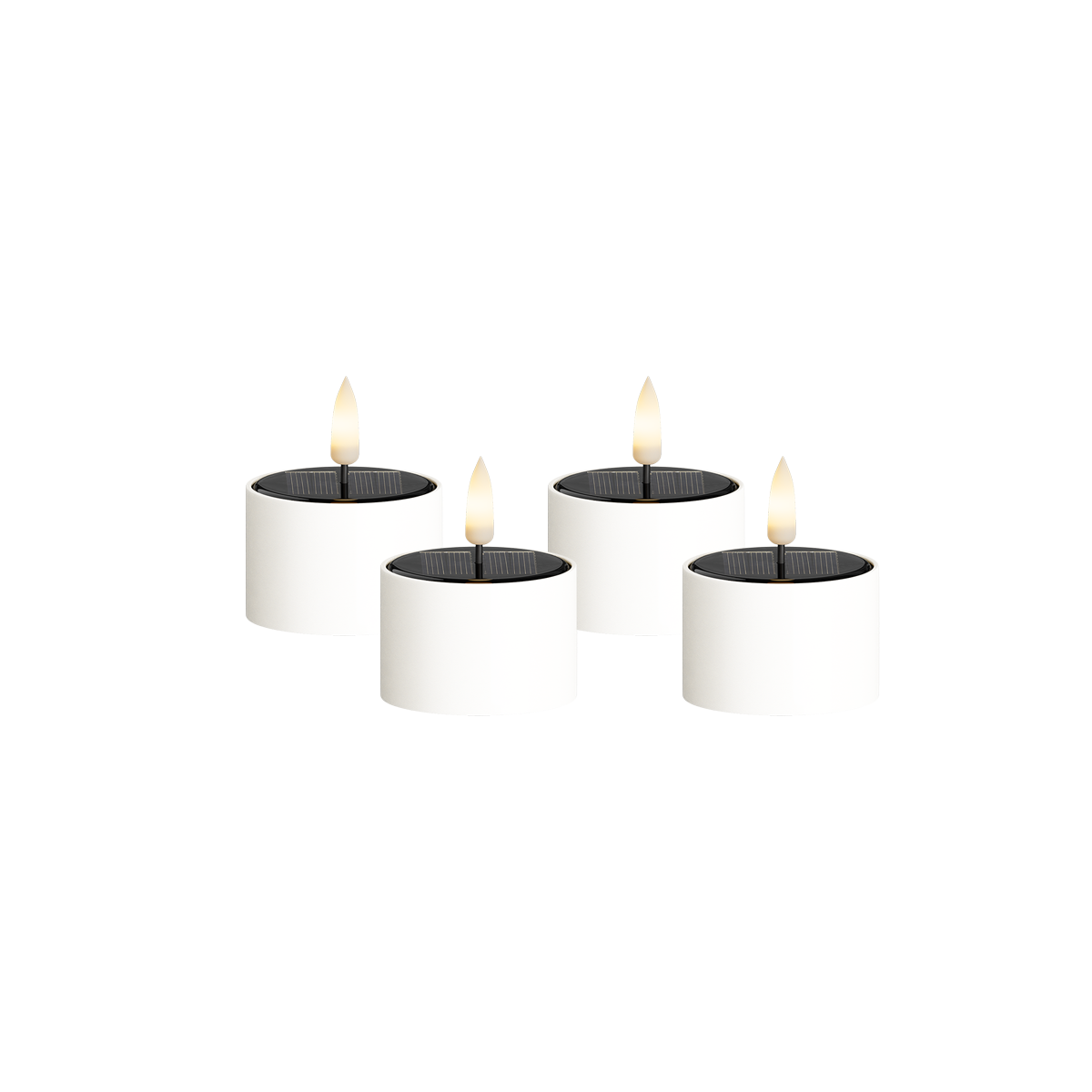 Solcell LED Värmeljus 4 stycken, Ø 5,3 x 3,5 cm Vit