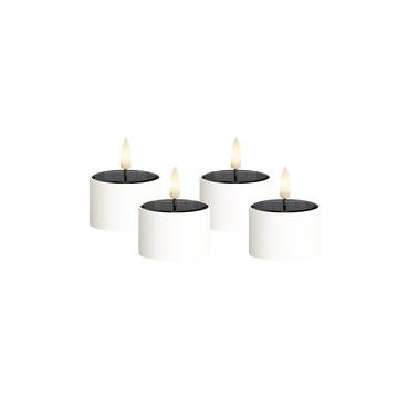 Solcell LED Värmeljus 4 stycken, Ø 5,3 x 3,5 cm Vit