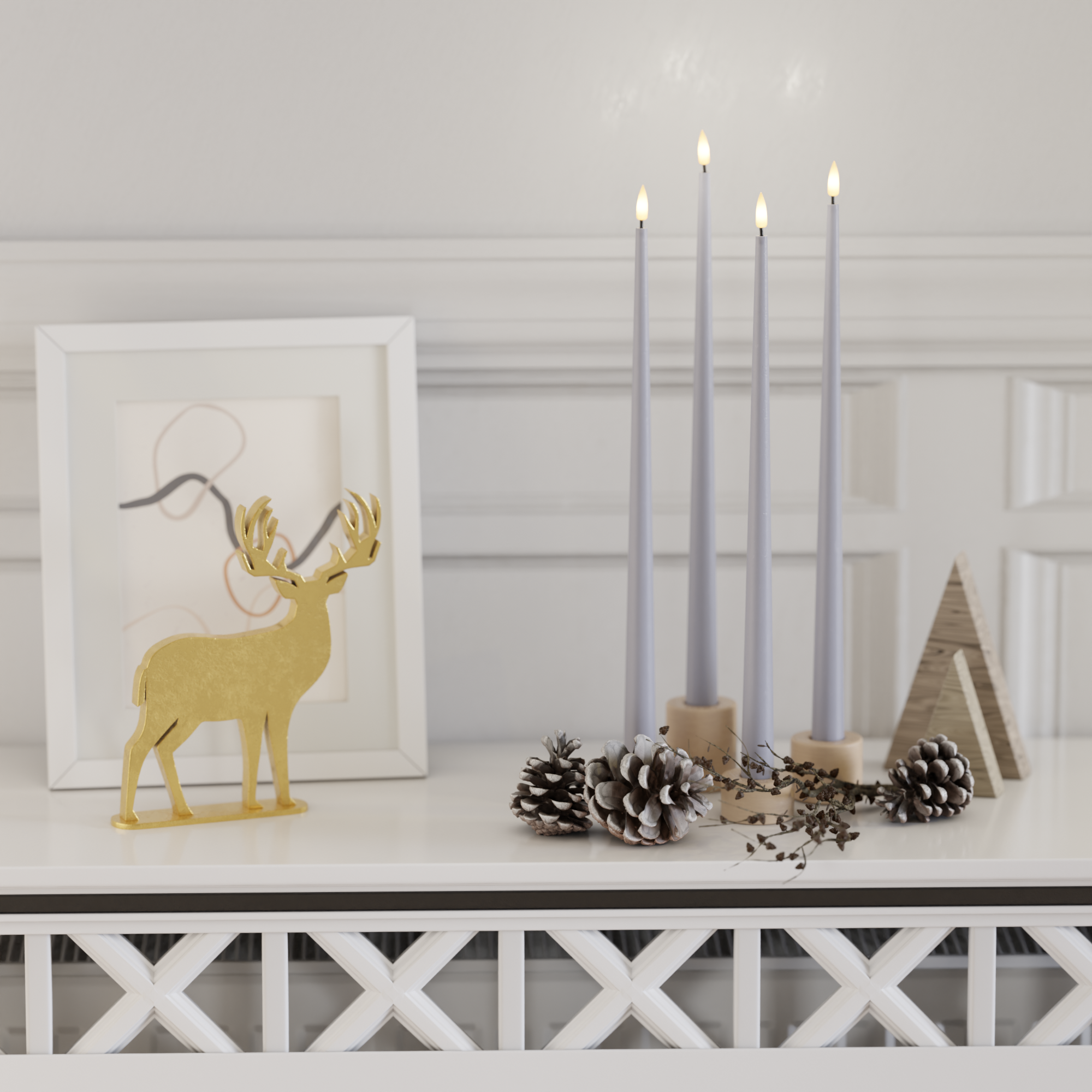 Deluxe Homeart LED Stearinlys pakke - Støvet blå - 4 stk 38 cm 2