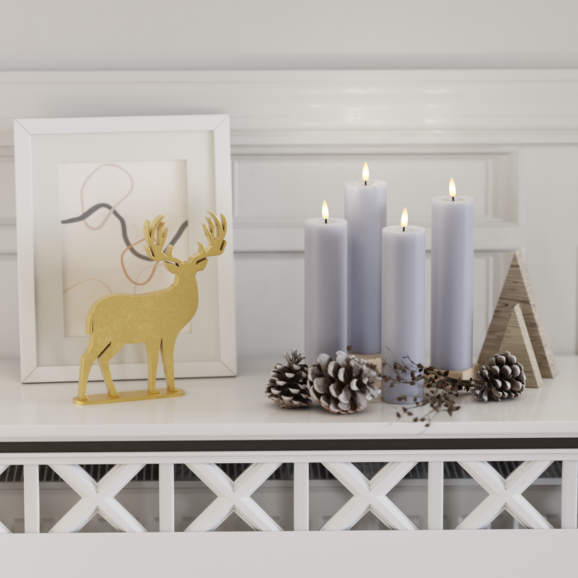 Deluxe Homeart LED Blokklyspakke - Støvet blå - 5 x 12,5 + 15 + 20 2