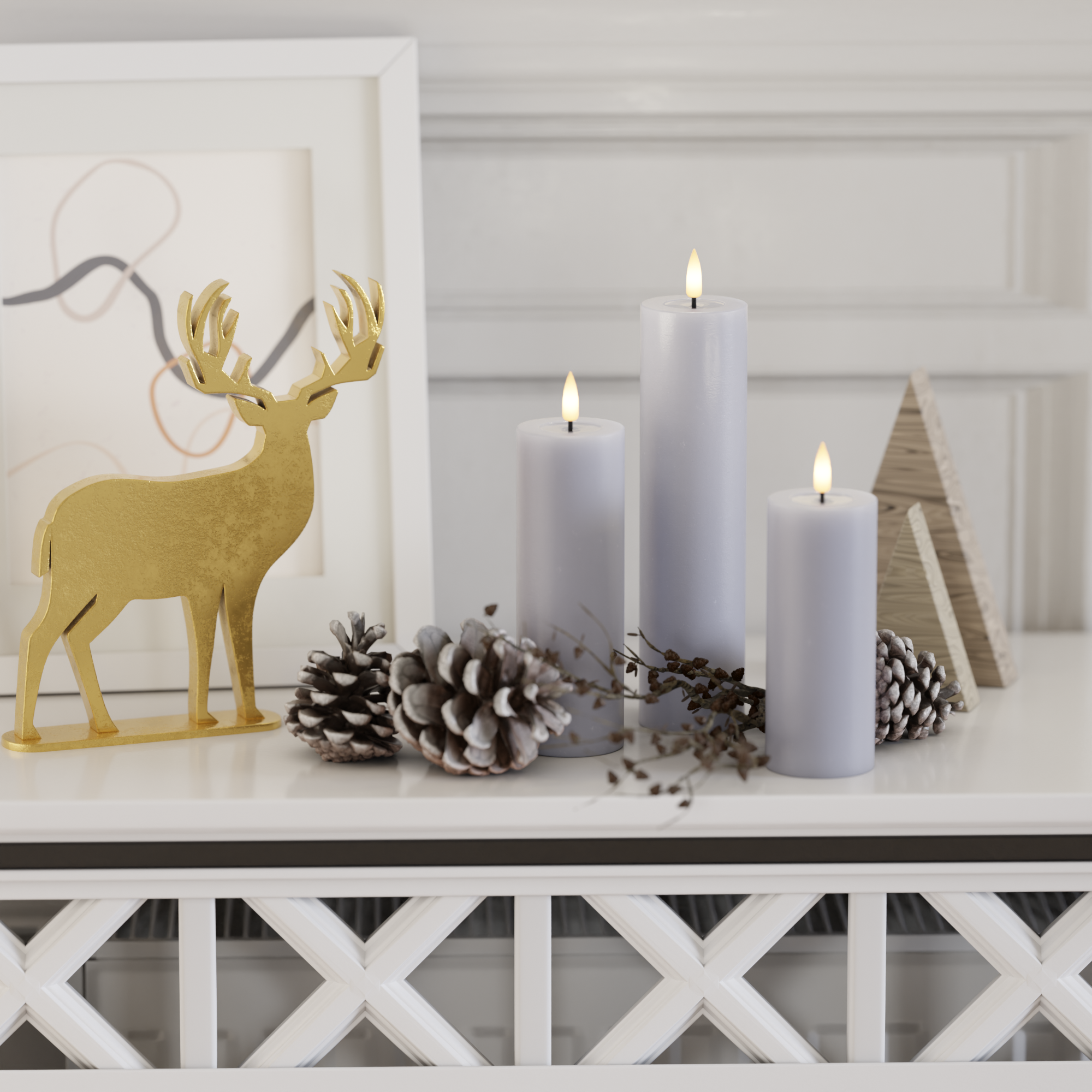 Deluxe Homeart LED Blokklyspakke - Støvet blå - 5 x 12,5 + 15 + 20 3