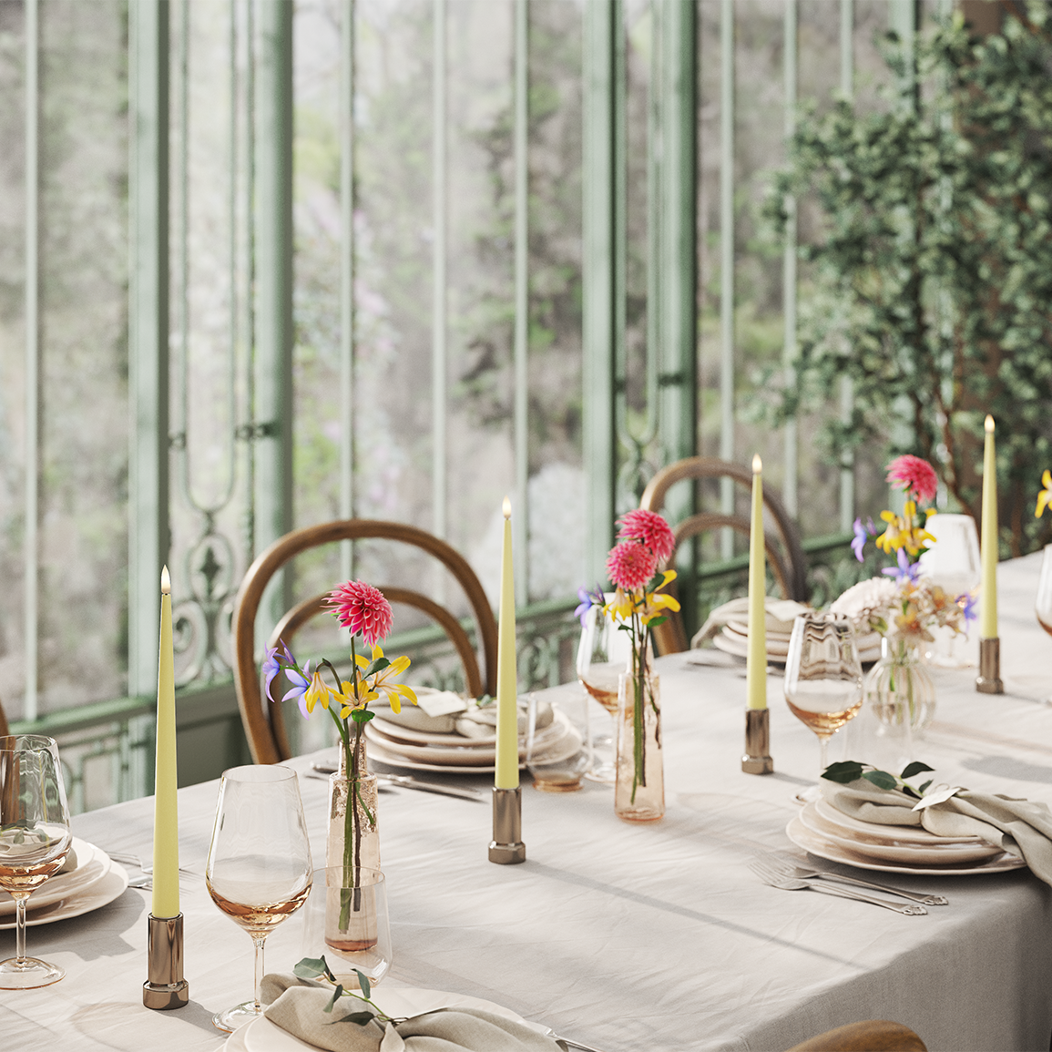 Ανοιξιάτικη συσκευασία κεριού 28 cm (4 τεμ.)