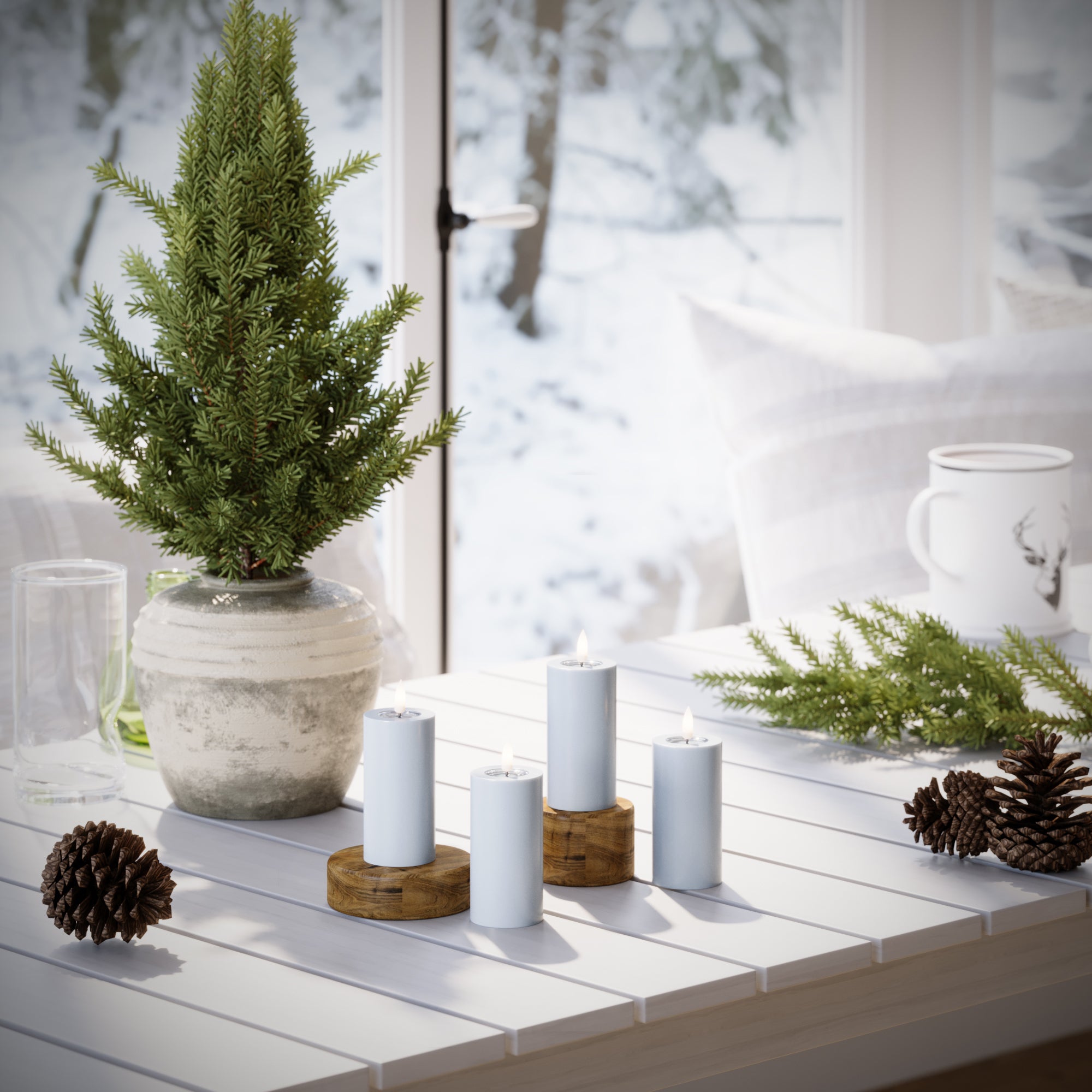 Φώτα μπλοκ LED Ø 5 x 10 cm Ξεθωριασμένο μπλε - 4 τεμ.