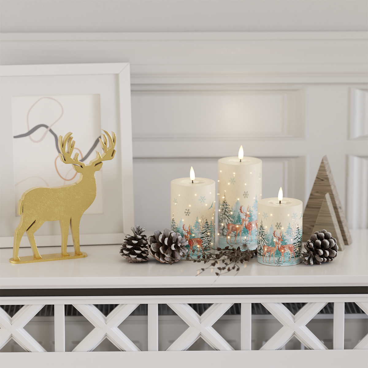 Deluxe Homeart LED- gaveeske med vokslys med julemotiv jul 2