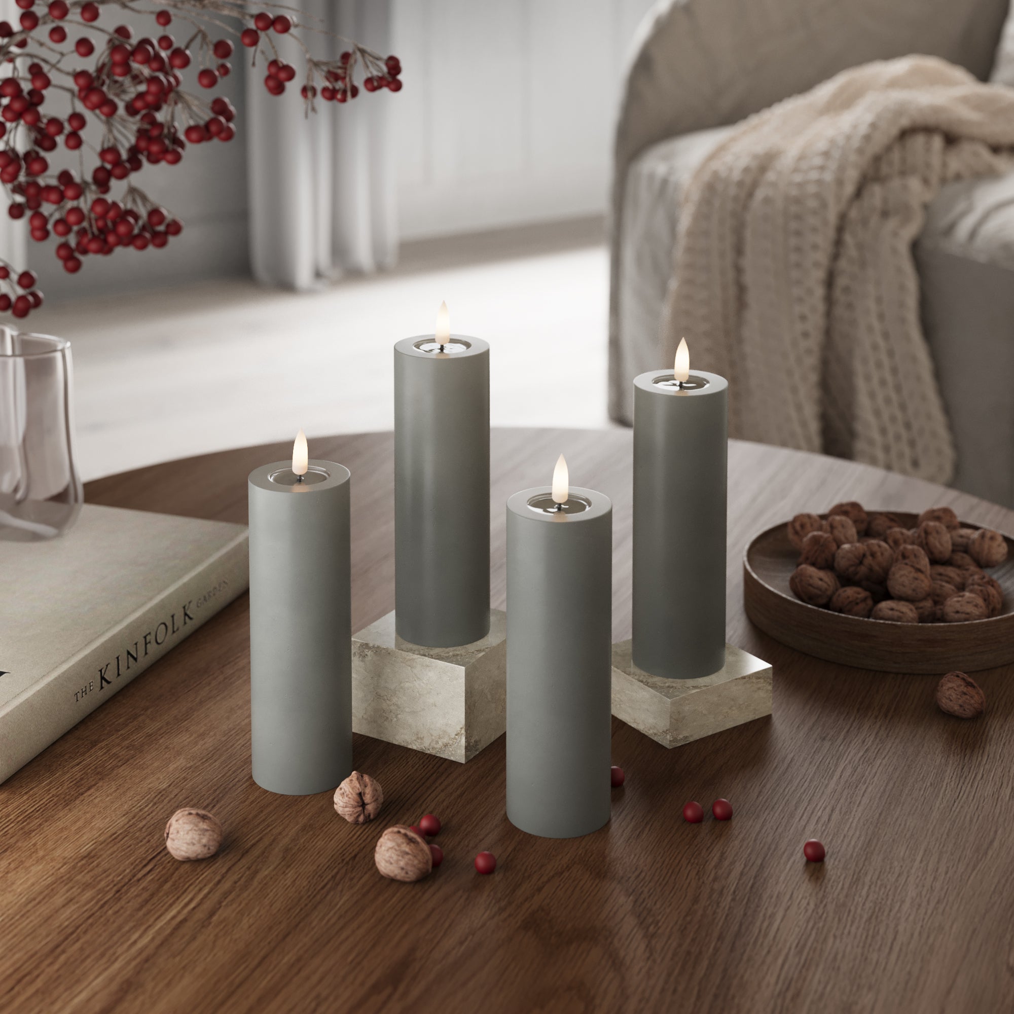 Φώτα μπλοκ LED Ø 5 x 15 cm Γκρι - 4 τεμ.