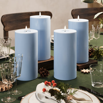 Φώτα μπλοκ LED Ø 10 x 20 cm Παγωμένο μπλε - 4 τεμ.