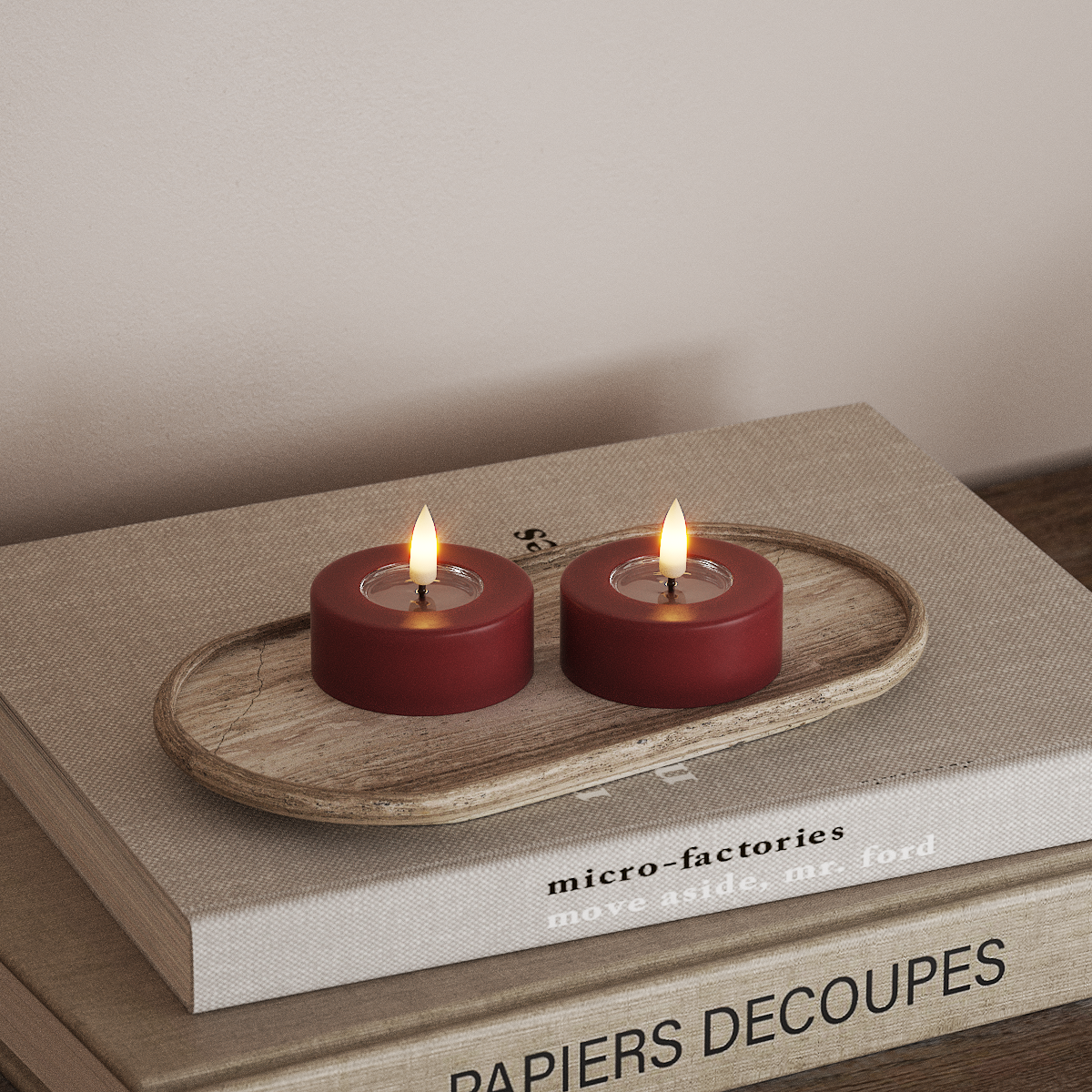 Deluxe Homeart LED Jumbo telys 2 stk. Stor Bordeaux LED jumbo telys 3