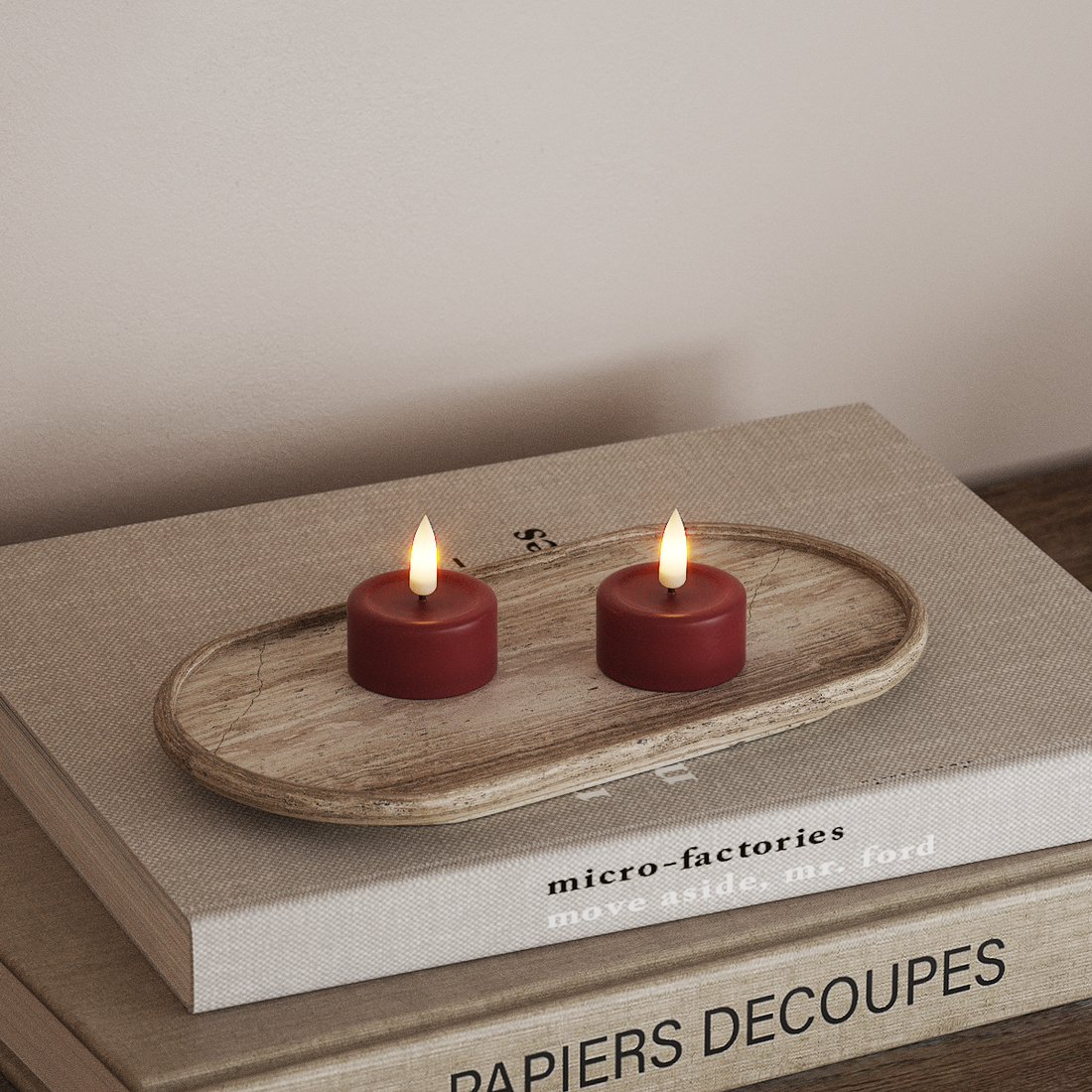 Deluxe Homeart LED Fyrfadslys 2 stk. Bordeaux LED fyrfadslys 4