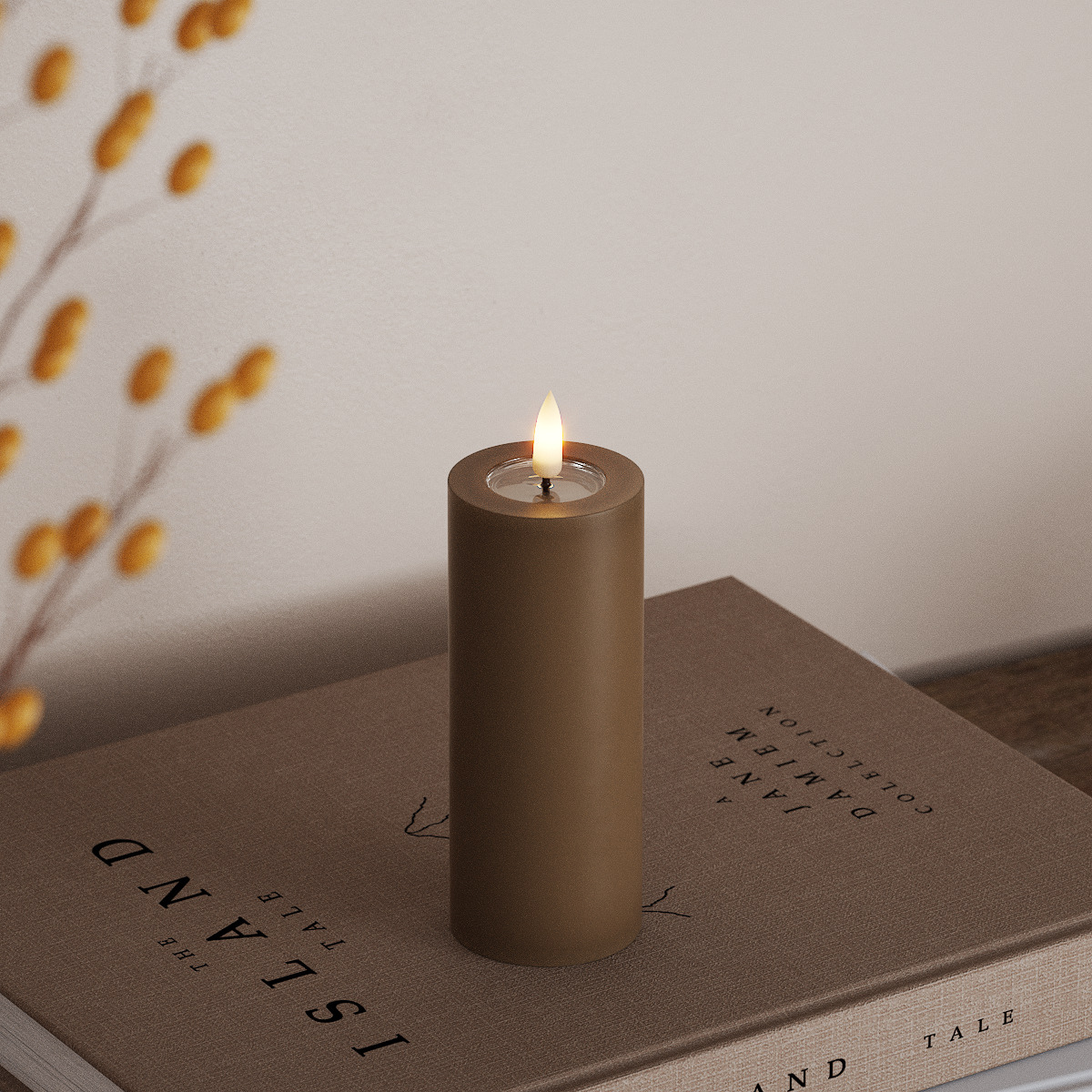 Deluxe Homeart LED Bloklys Ø 5 x 12,5 cm Karamel LED bloklys 3