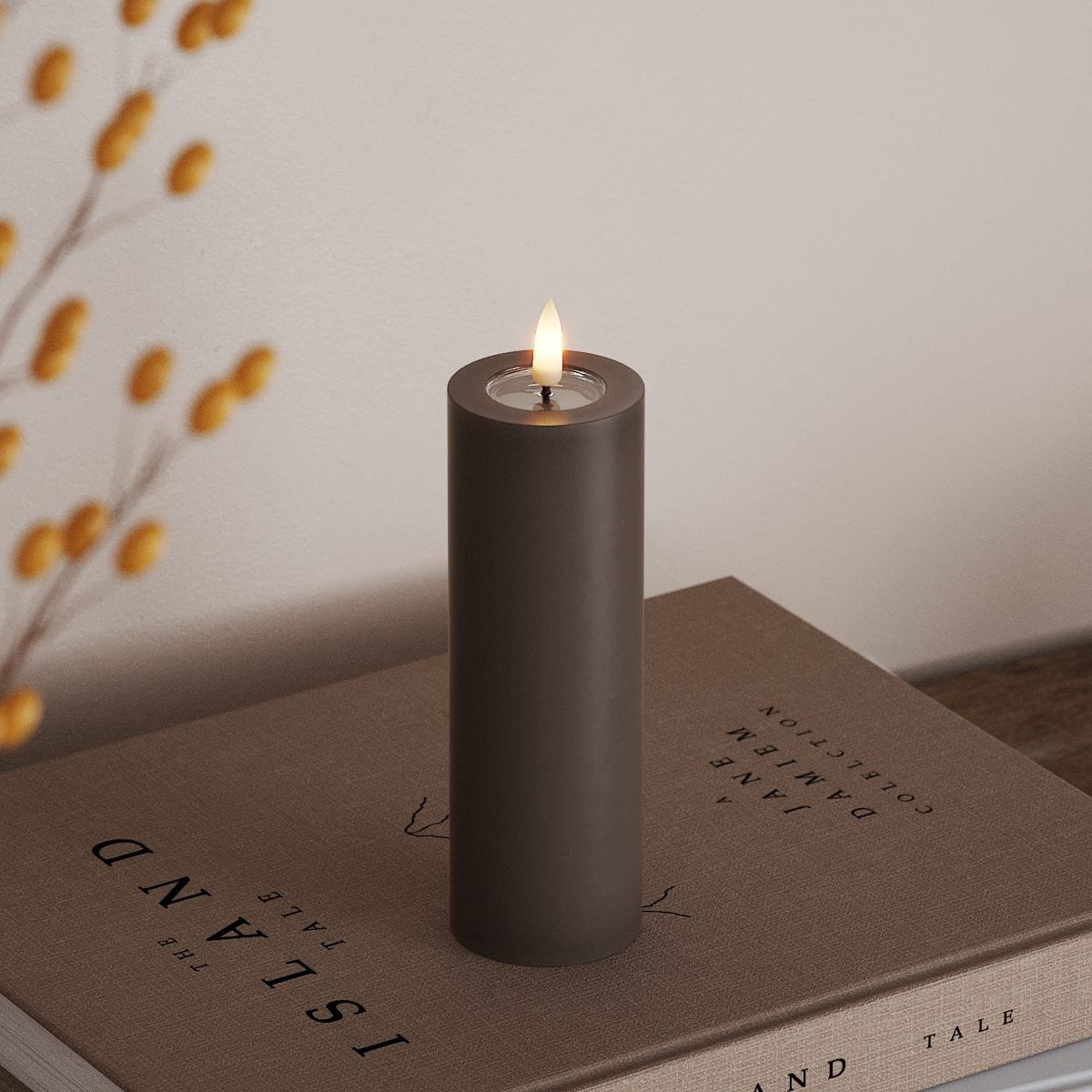 Deluxe Homeart LED blokové světlo Ø 5 x 15 cm Mokka LED blokové světlo 3