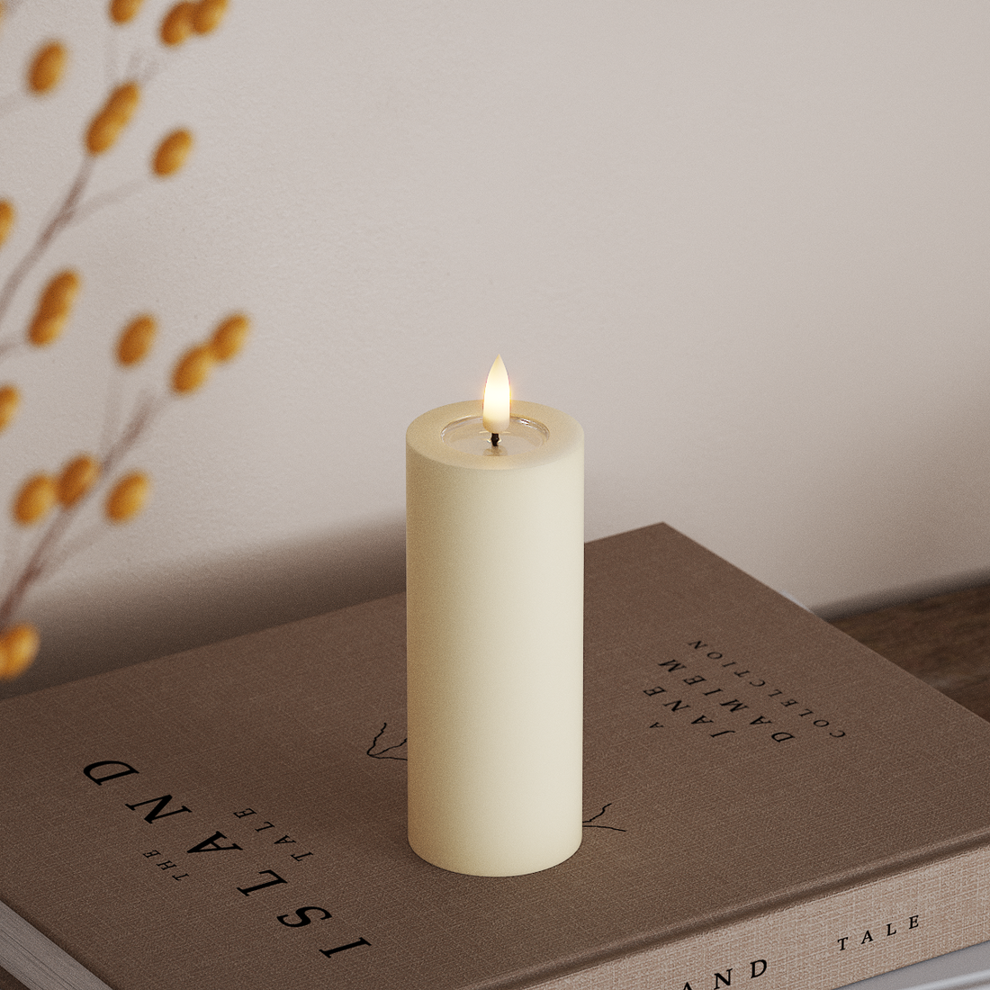 Deluxe Homeart LED Bloklys Ø 5 x 12,5 cm Cream LED bloklys 4