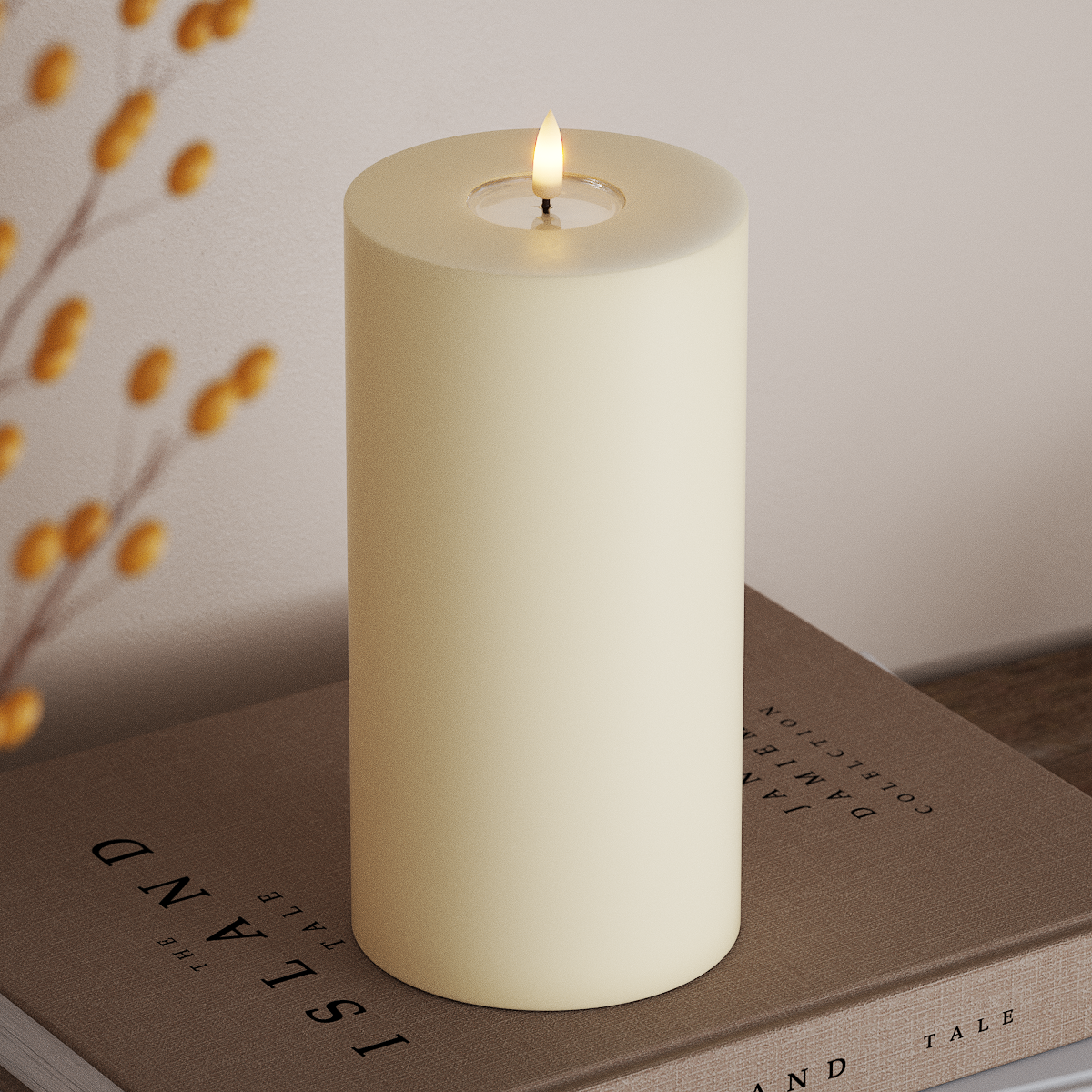 Deluxe Homeart LEDs Vela pilar Ø 10 x 20 cm Creme LEDs Vela pilar 3