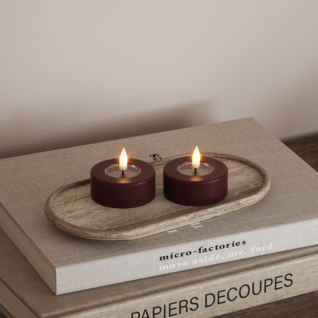 Deluxe Homeart LED Jumbo Fyrfadslys 2 stk. Store Bourgogne LED jumbo fyrfadslys 4