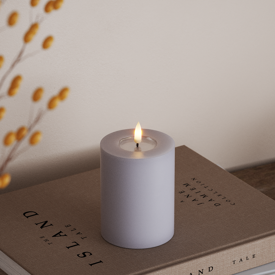 Deluxe Homeart LEDs Vela pilar Ø 7,5 x 10 cm Azul empoeirado LEDs Vela pilar 4