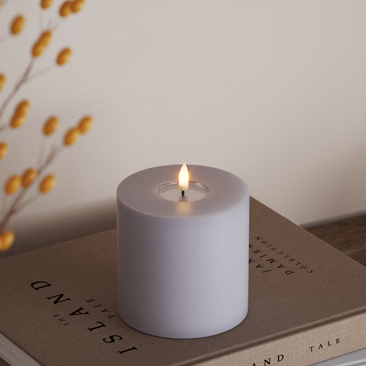 Deluxe Homeart LED Bloklys Ø 10 x 10 cm Støvet blå LED bloklys 3