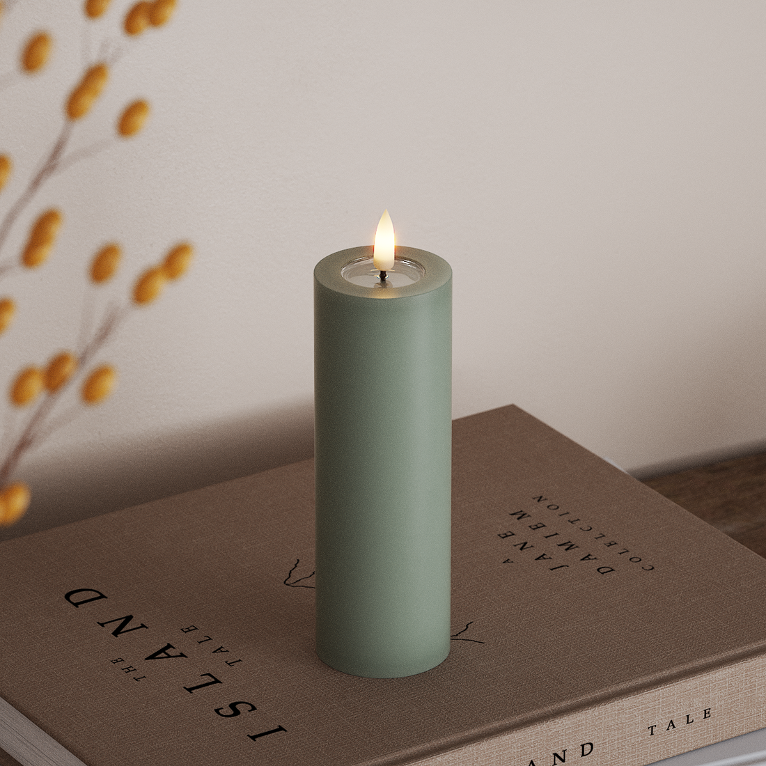 Deluxe Homeart LED blokové světlo Ø 5 x 15 cm Šalvějově zelená LED blokové světlo 4