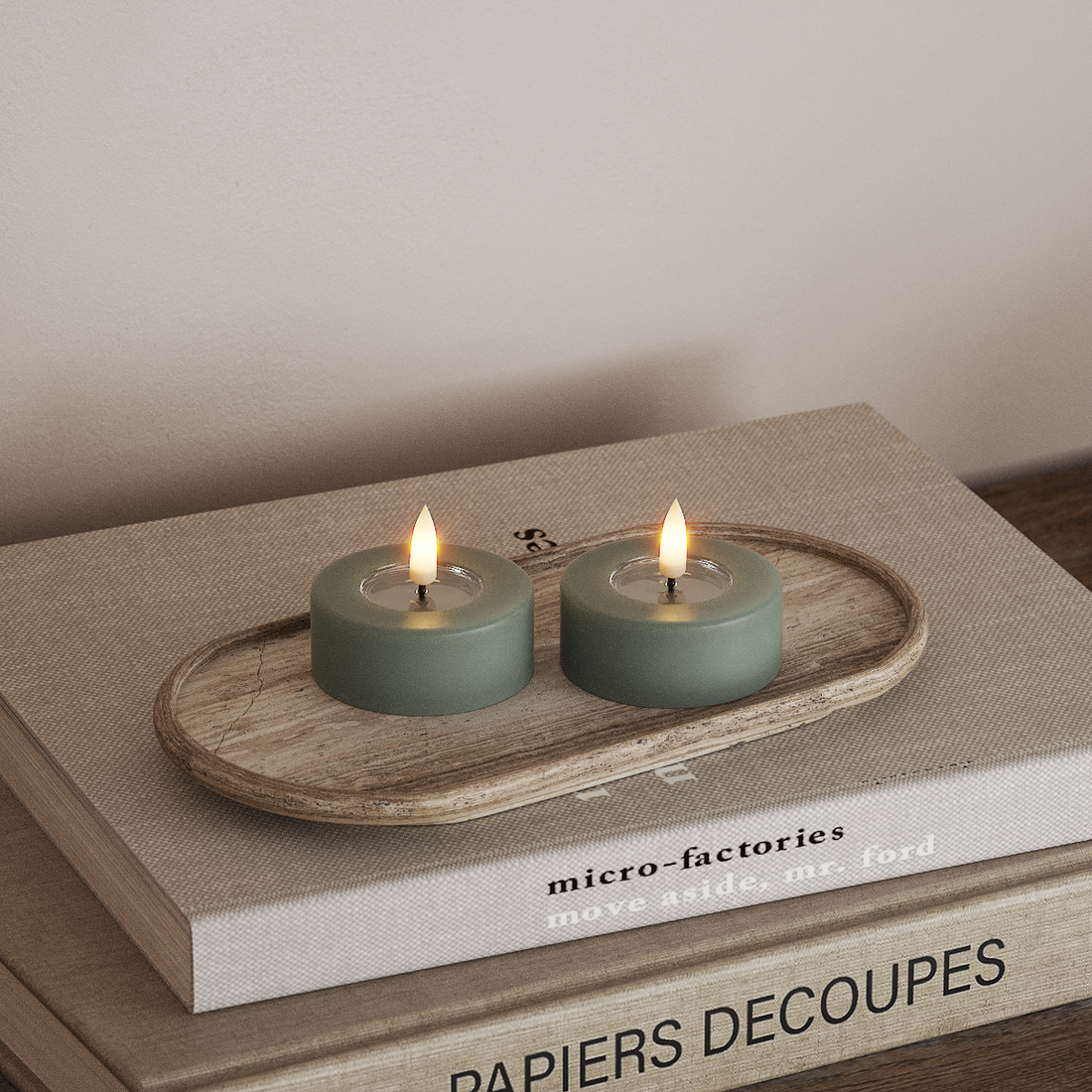 Deluxe Homeart LED Jumbo Fyrfadslys 2 stk. Store Salvie Grøn LED jumbo fyrfadslys 4