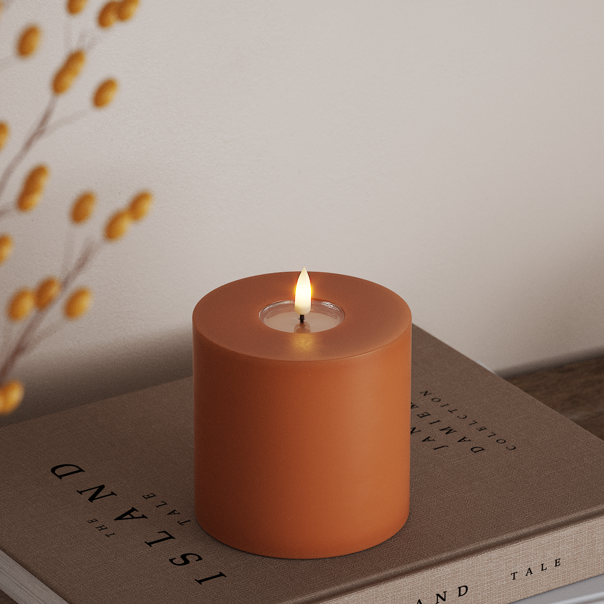 Deluxe Homeart Φωτιστικό μπλοκ LED Ø 10 x 10 cm Πορτοκαλί Φως μπλοκ LED 3