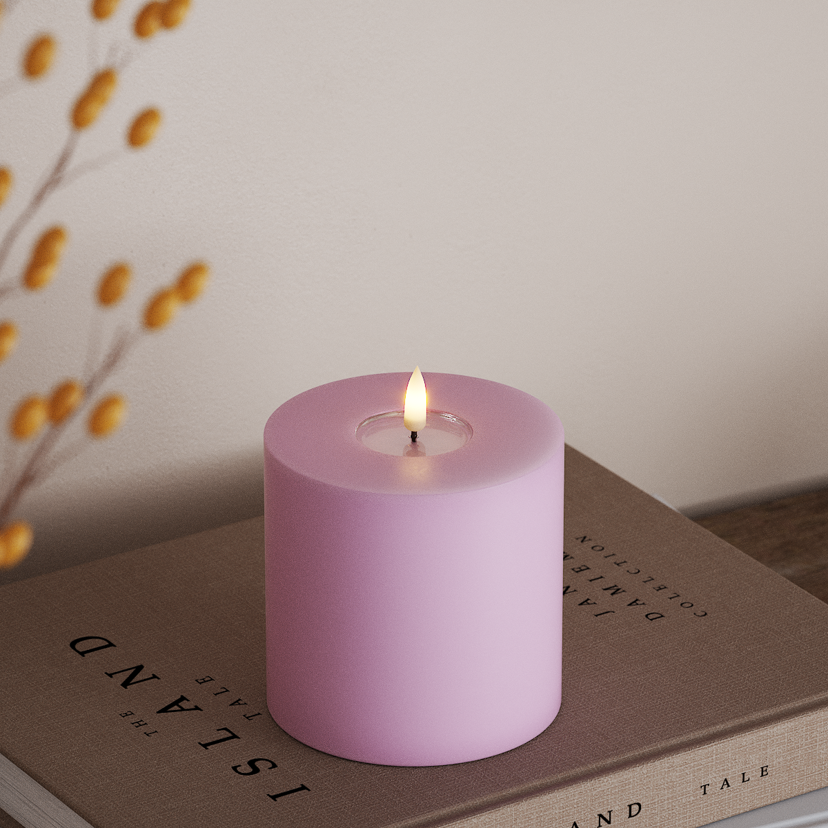 Deluxe Homeart LED Blokklys Ø 10 x 10 cm Lavendel LED blokklys 3