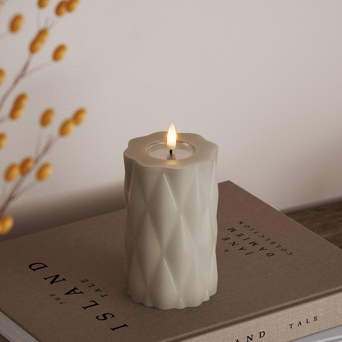 Deluxe Homeart Harlequin LED Bloklys Ø 7,5 x 12,5 cm Sand LED Harlequin 3