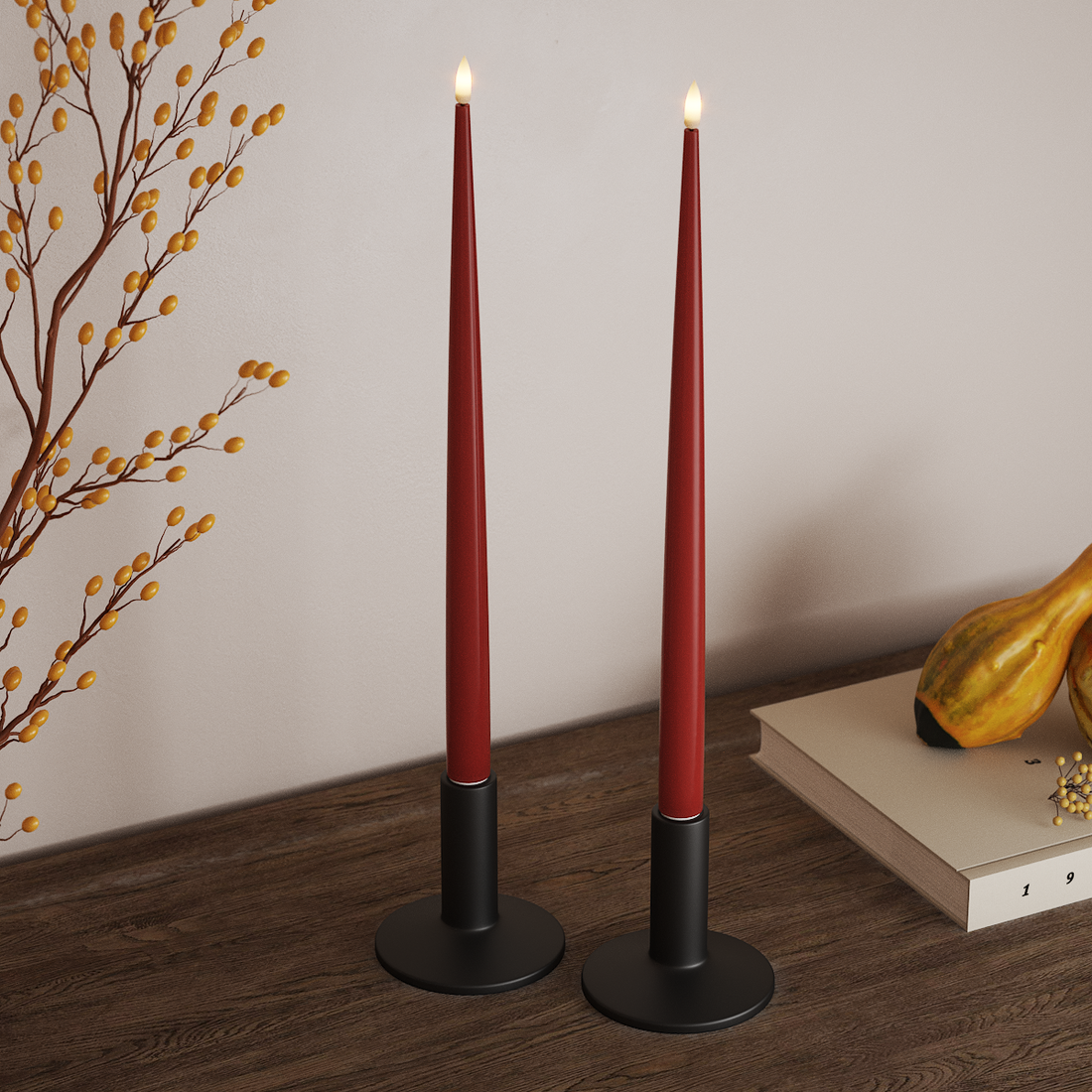 Deluxe Homeart LED světlo na svíčku s lakem, 2 ks 38 cm Červená LED světlo na svíčku 4