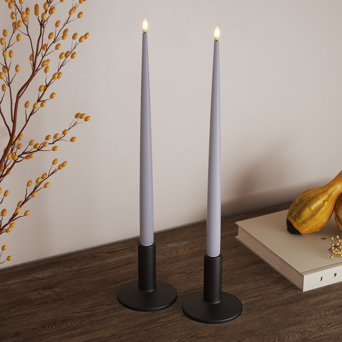 Deluxe Homeart LED světlo na svíčku s lakem, 2 ks 38 cm Zaprášená modrá LED světlo na svíčku 3