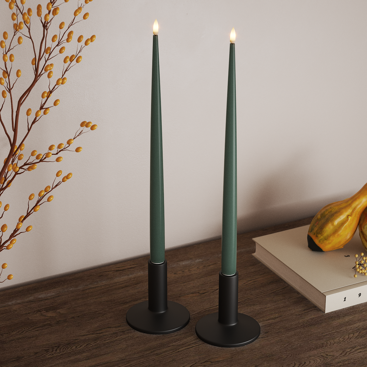 Deluxe Homeart Φωτιστικό κεριού LED με Λάκα, 2 τμχ 38 cm Πράσινο του νεφρίτη Φως κεριού LED 3