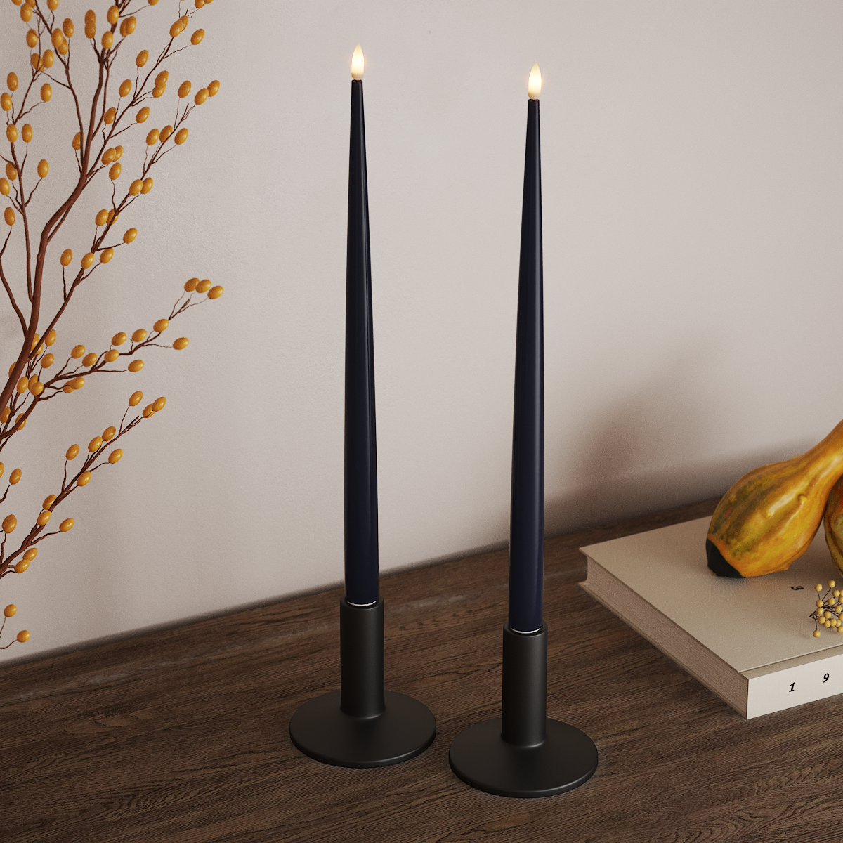 Deluxe Homeart Φωτιστικό κεριού LED με Λάκα, 2 τμχ 38 cm Βασιλικό μπλε Φως κεριού LED 3