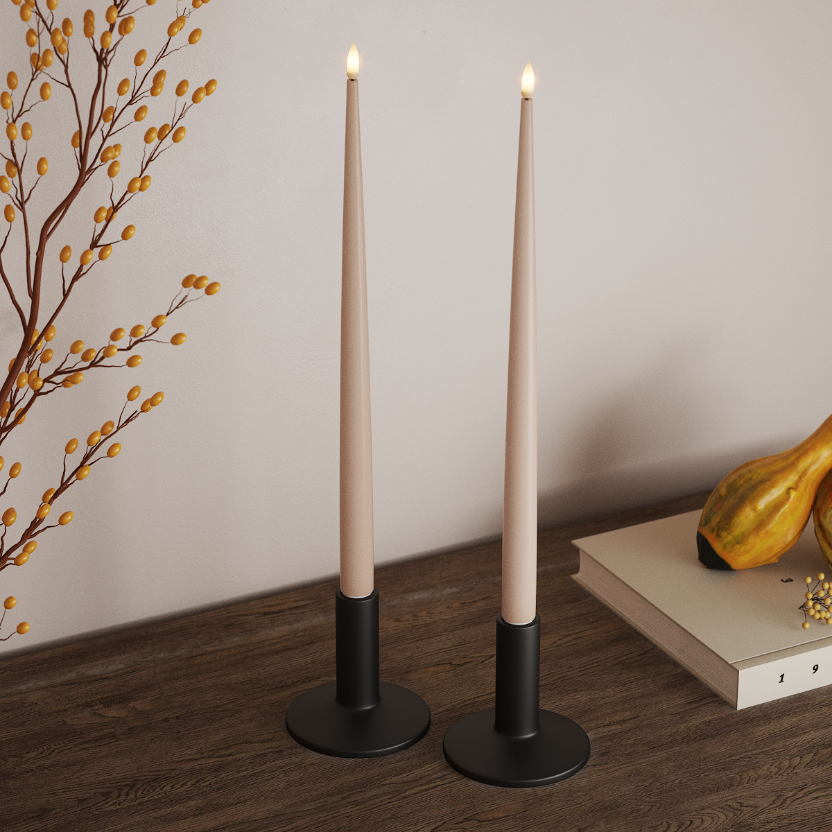 Deluxe Homeart LED světlo na svíčku s lakem, 2 ks 38 cm Růžová LED světlo na svíčku 3