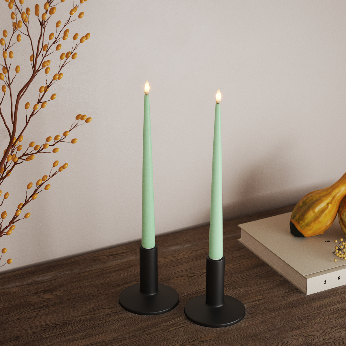 Deluxe Homeart Φωτιστικό κεριού LED με Λάκα, 2 τεμάχια 28 cm Μέντα Φως κεριού LED 3