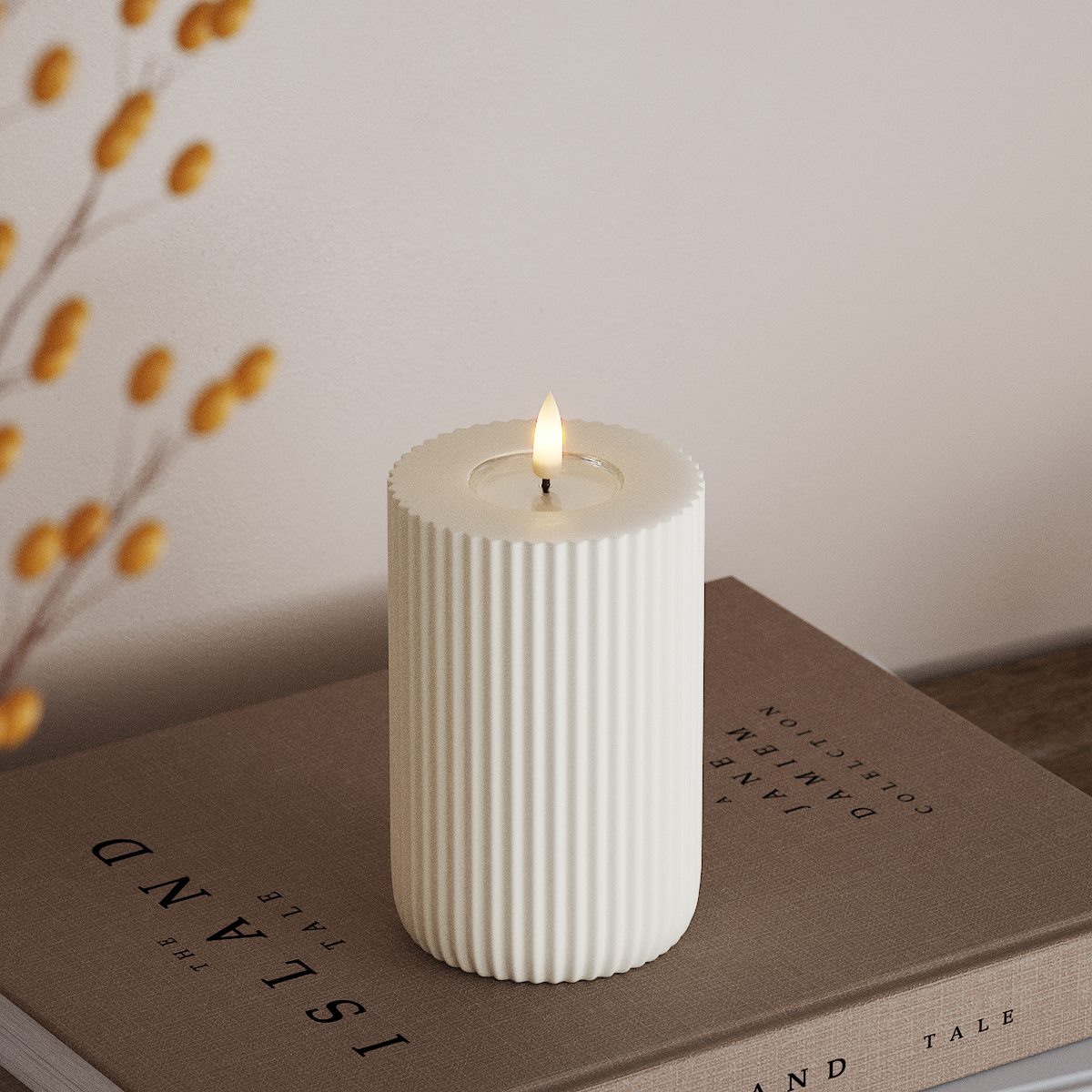 Deluxe Homeart Solid Stripe LED Blokklys Ø 8 X 12,5 Cm Hvit LED Form 3