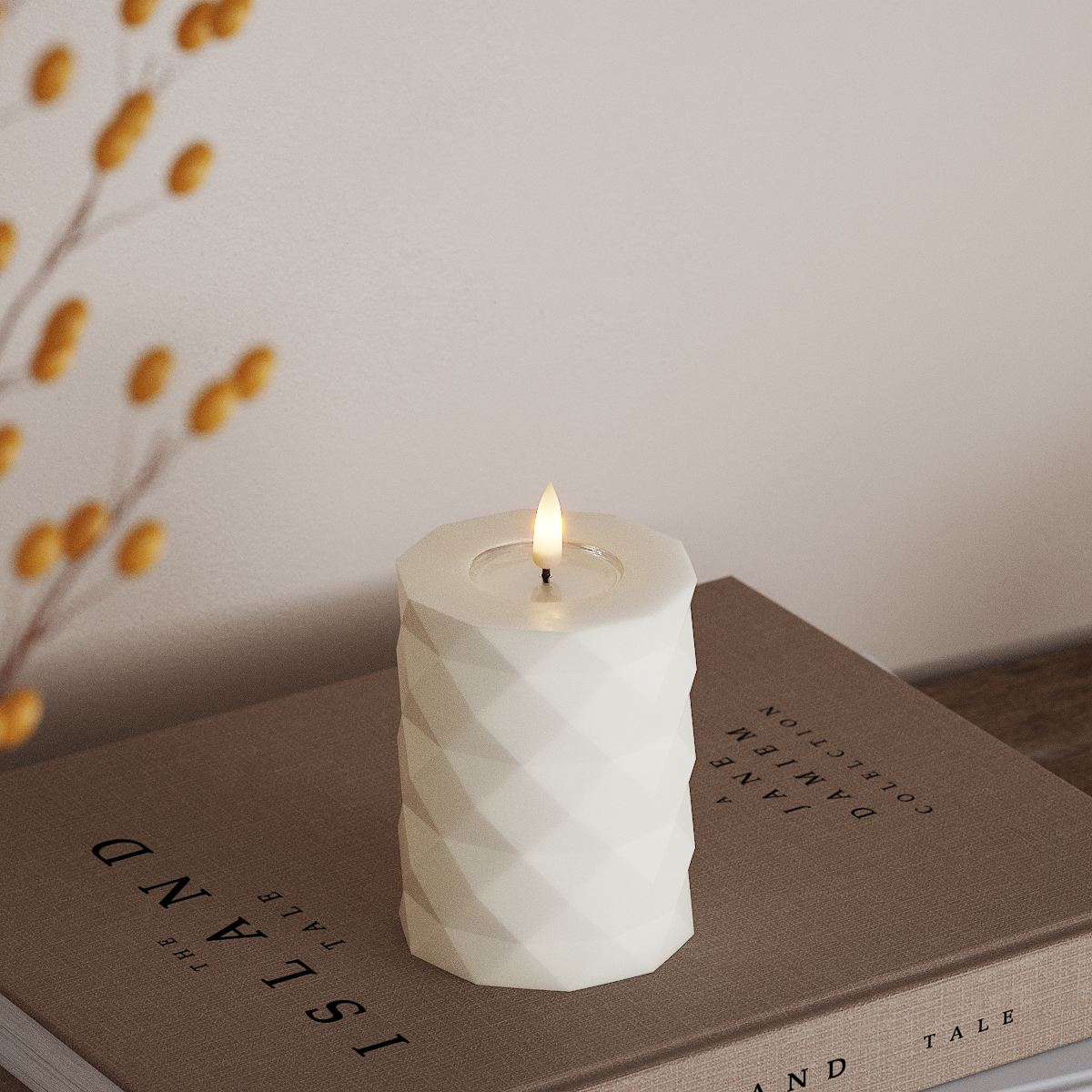 Deluxe Homeart Square LEDs Vela pilar Ø 7,5 x 10 cm Branco LEDs Square 3