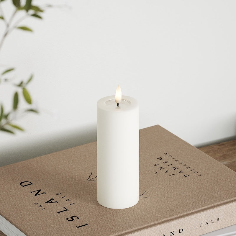 Deluxe Homeart LED Bloklys Ø 5 x 12,5 cm Hvid