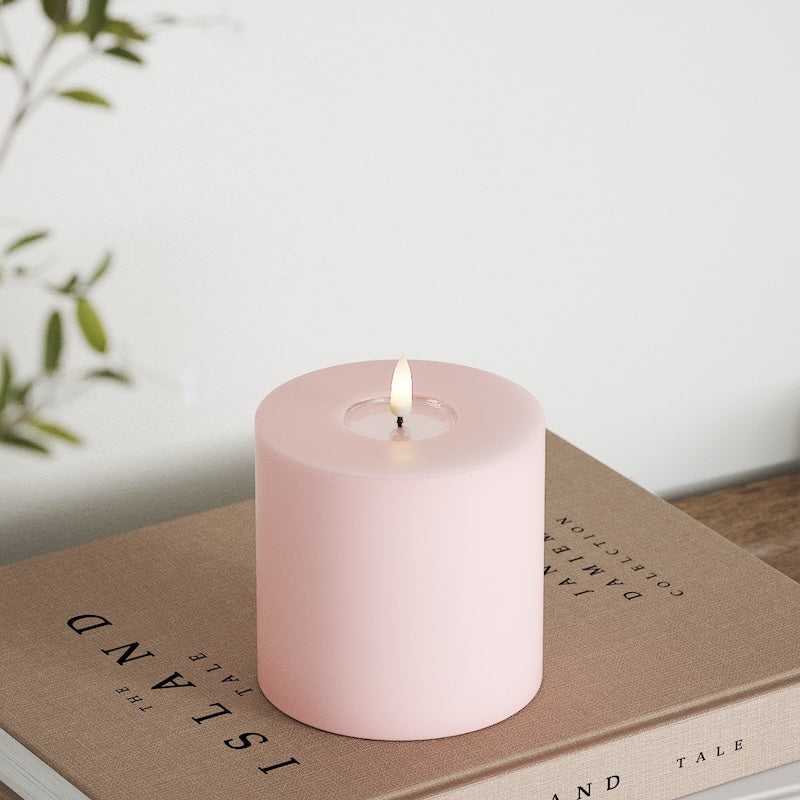 Deluxe Homeart LED Bloklys Ø 10 x 10 cm Lyserød