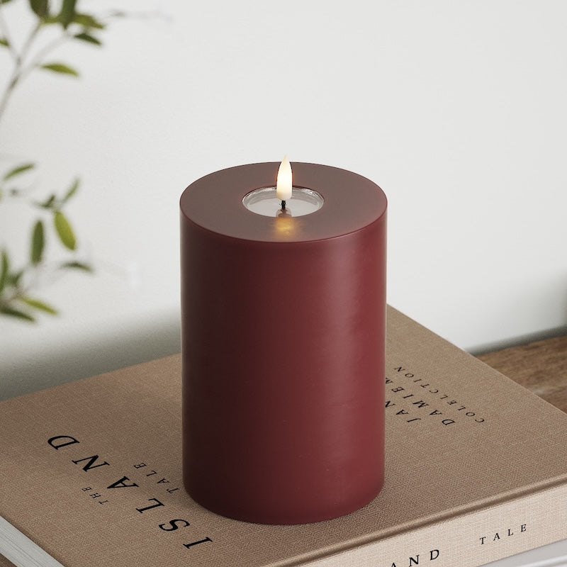 Deluxe Homeart Φωτιστικό μπλοκ LED Ø 10 x 15 cm Βουργουνδί