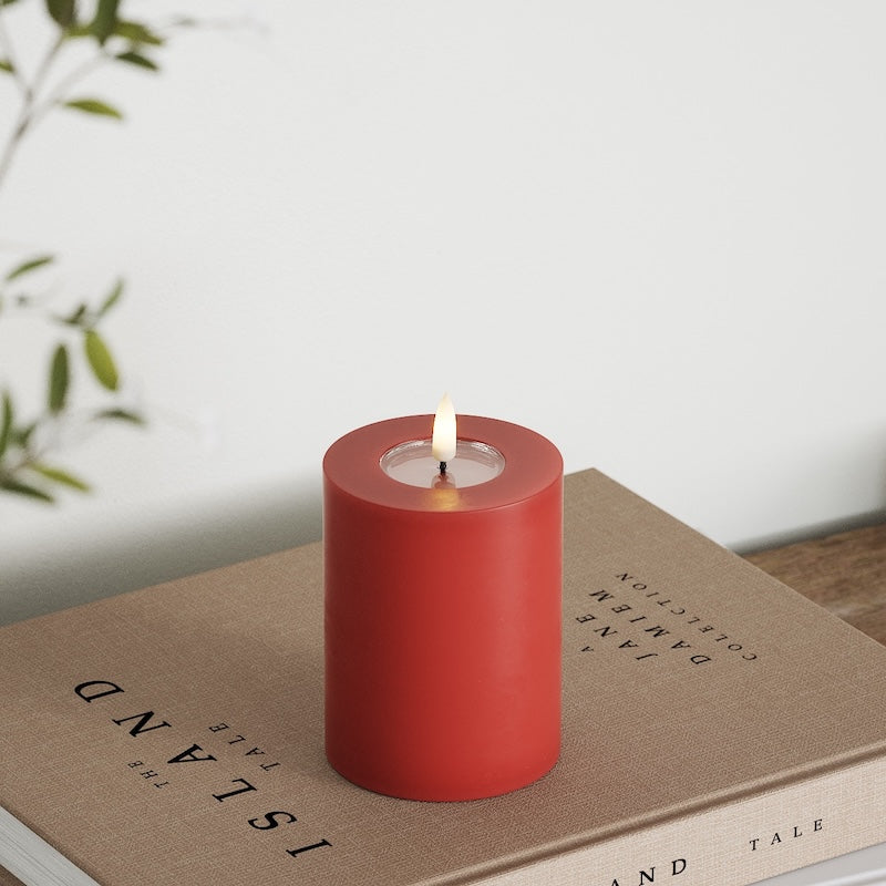 Deluxe Homeart Φωτιστικό μπλοκ LED Ø 7,5 x 10 cm Κόκκινο