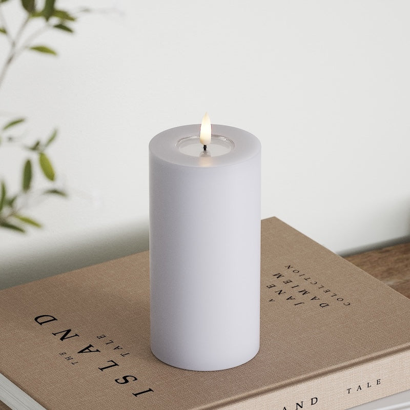 Deluxe Homeart LED Bloklys Ø 7,5 x 15 cm Støvet blå