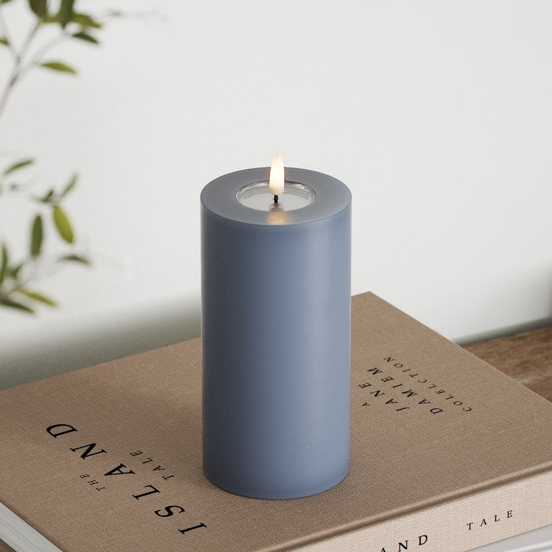 Deluxe Homeart Φωτιστικό μπλοκ LED Ø 7,5 x 15 cm Παγωμένο μπλε