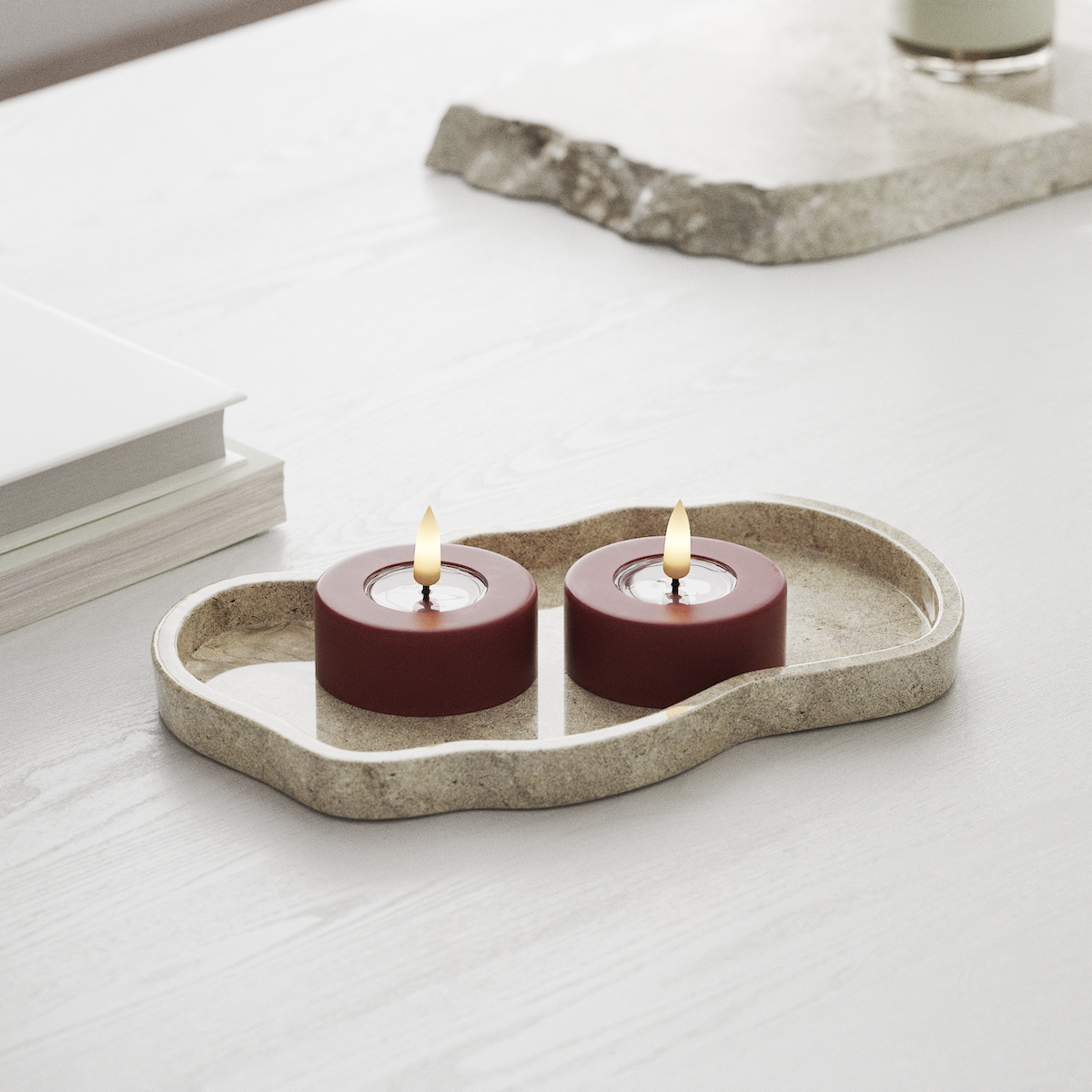 Deluxe Homeart LED Jumbo telys 2 stk. Stor Bordeaux LED jumbo telys 1