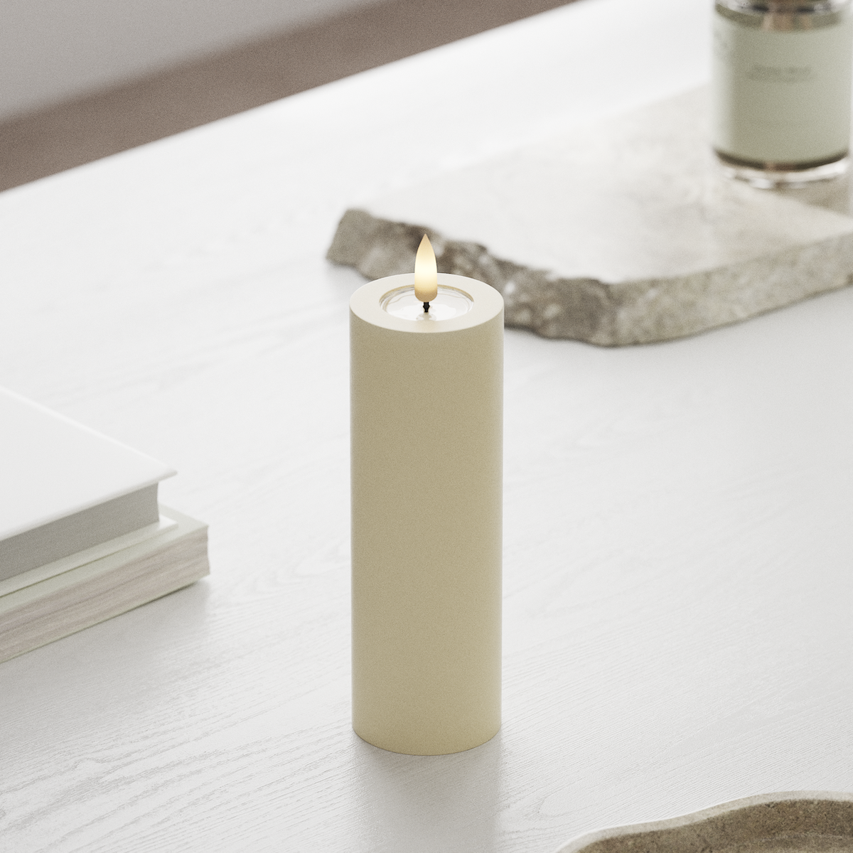 Deluxe Homeart Φωτιστικό μπλοκ LED Ø 5 x 15 cm Κρεμ Φως μπλοκ LED 1