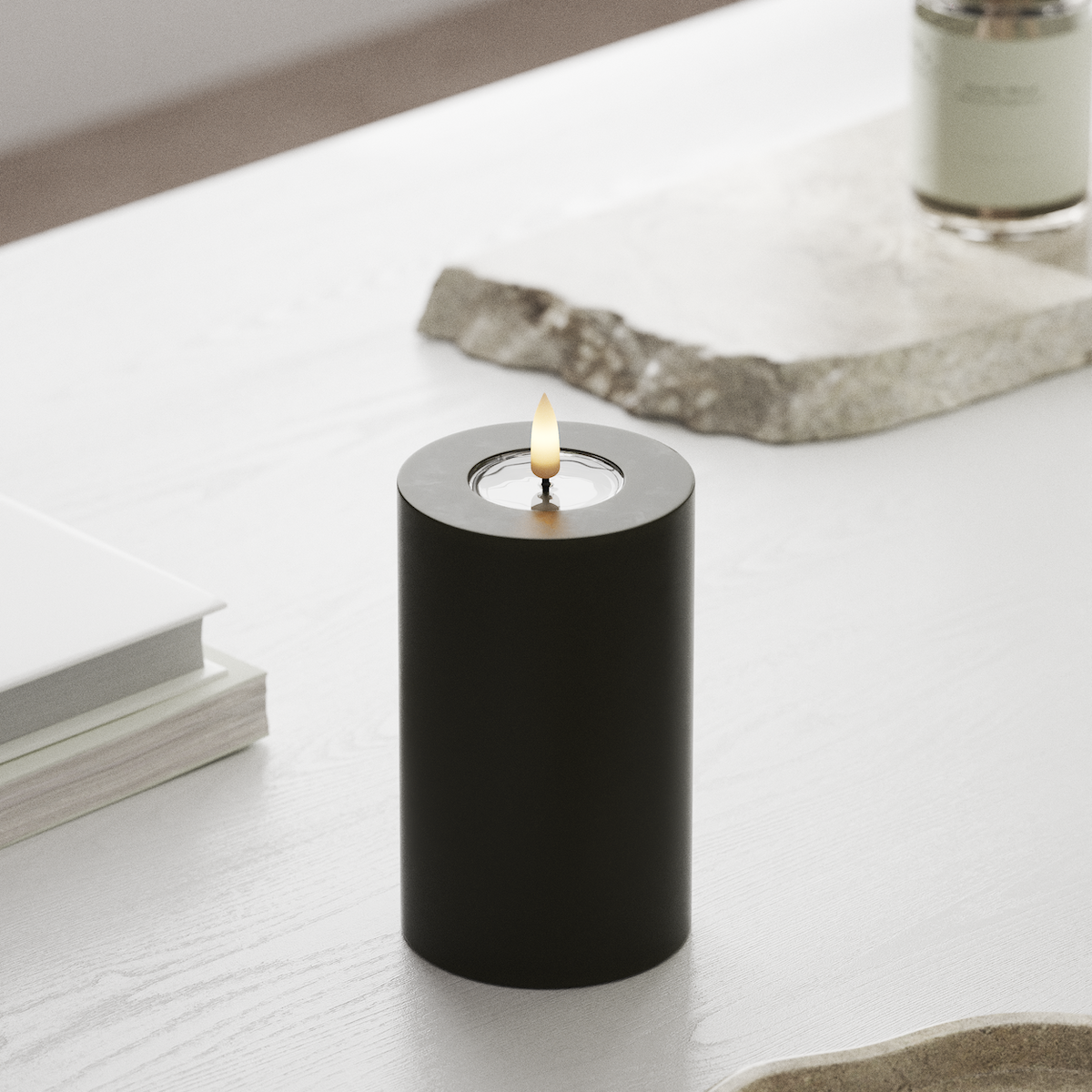 Deluxe Homeart LED Bloklys Ø 7,5 x 12,5 cm Mørkegrøn LED bloklys 1