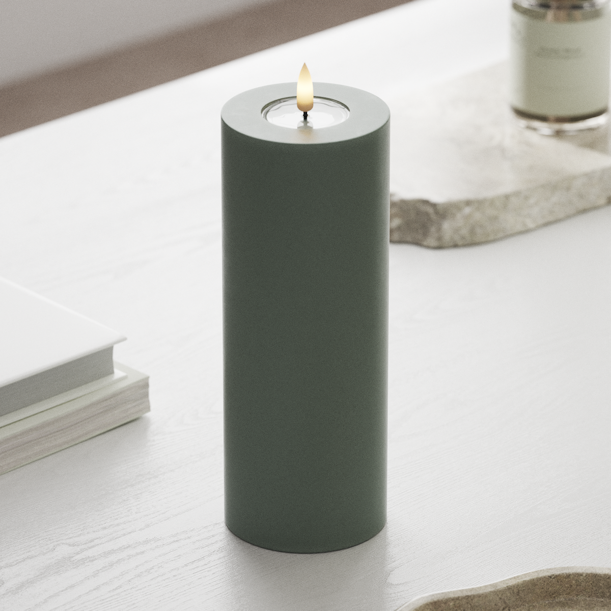 Deluxe Homeart LED blokové světlo Ø 7,5 x 20 cm Šalvějově zelená LED blokové světlo 1