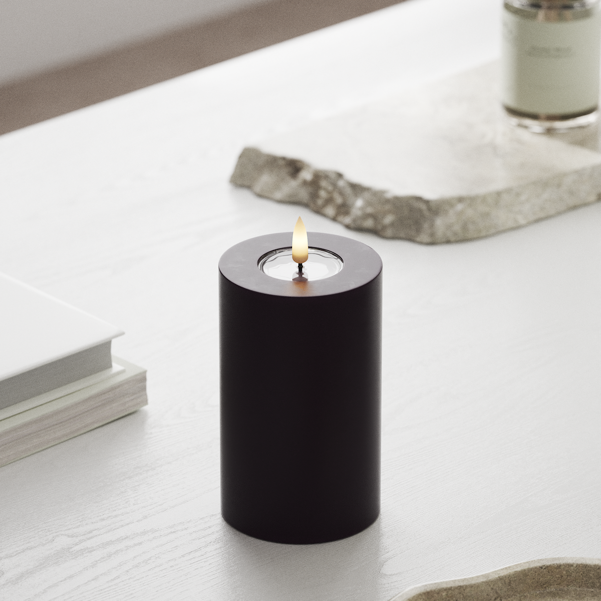 Deluxe Homeart Φωτιστικό μπλοκ LED Ø 7,5 x 12,5 cm Σκούρο μωβ Φως μπλοκ LED 1