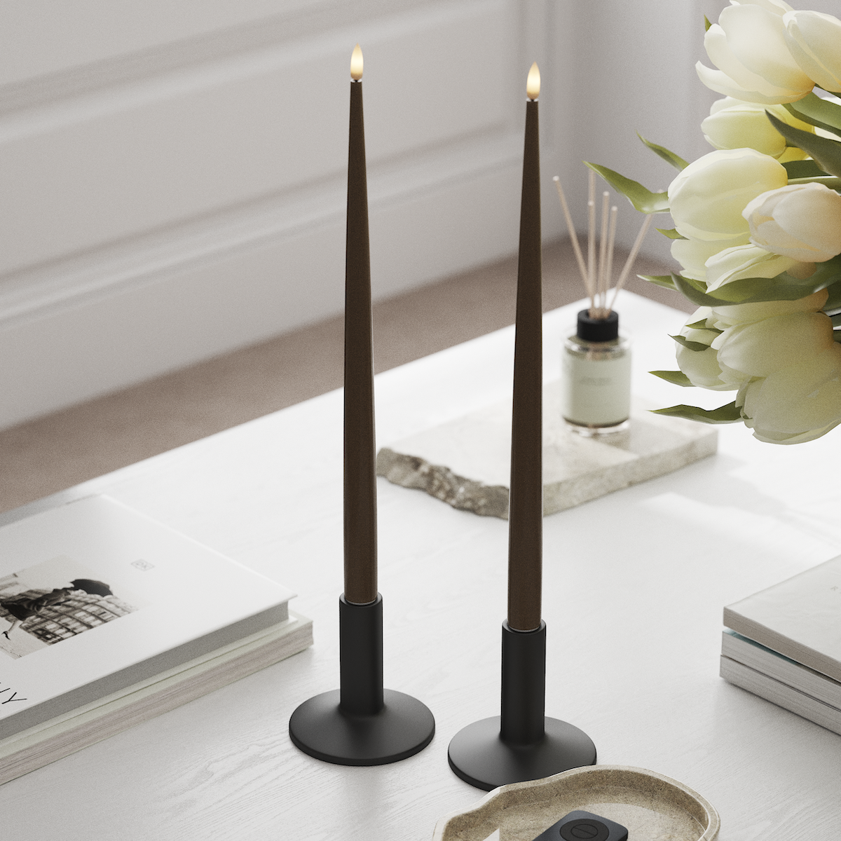 Deluxe Homeart LED Ljus Med Lack med Lack, 2 st 38 cm Karamell LED Ljus Med Lack 1