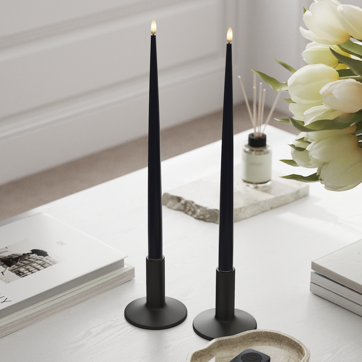 Deluxe Homeart Φωτιστικό κεριού LED με Λάκα, 2 τμχ 38 cm Βασιλικό μπλε Φως κεριού LED 1